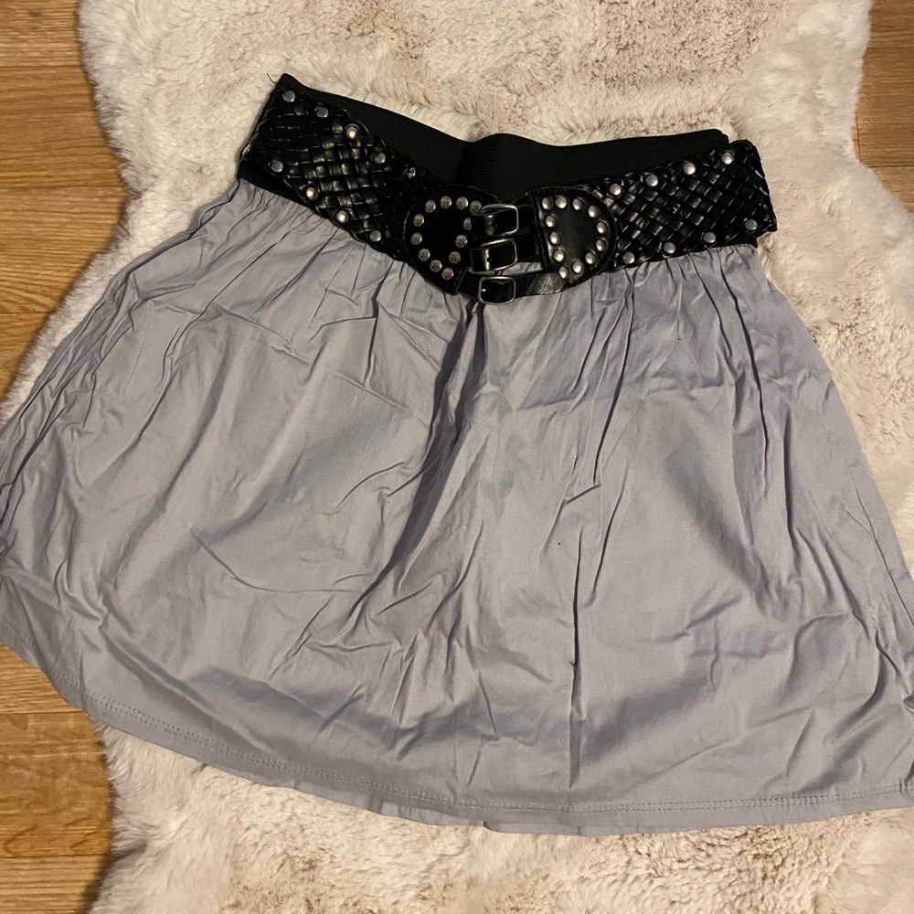 Gray Skirt with Black Belt